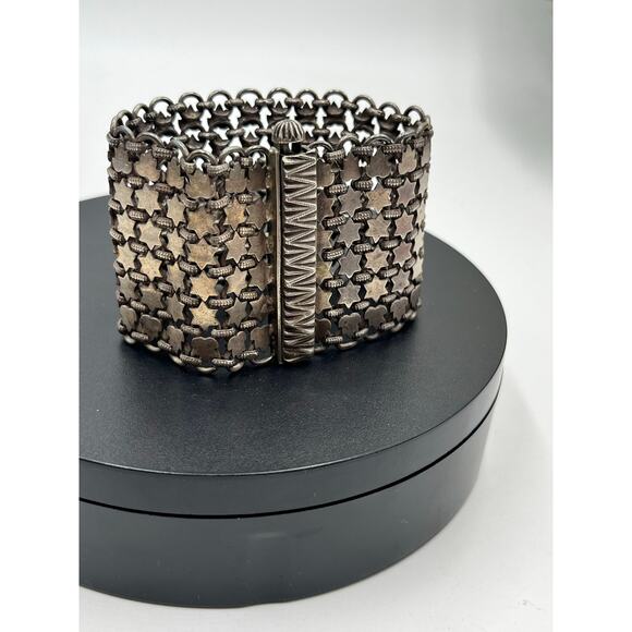 Vintage Wide Sterling Silver Chainmail Mesh 115g Ornate Clasp Statement Bracelet - Picture 3 of 15